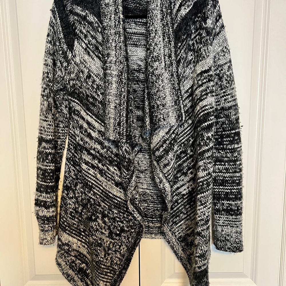 Express Black and White Cardigan with Waterfall Design